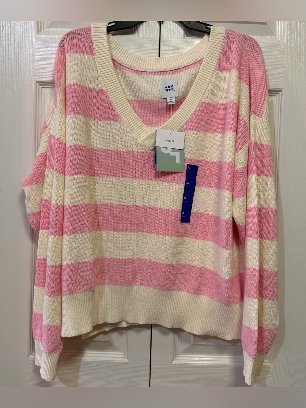 Joylab Pink and Cream Striped Women's Sweater